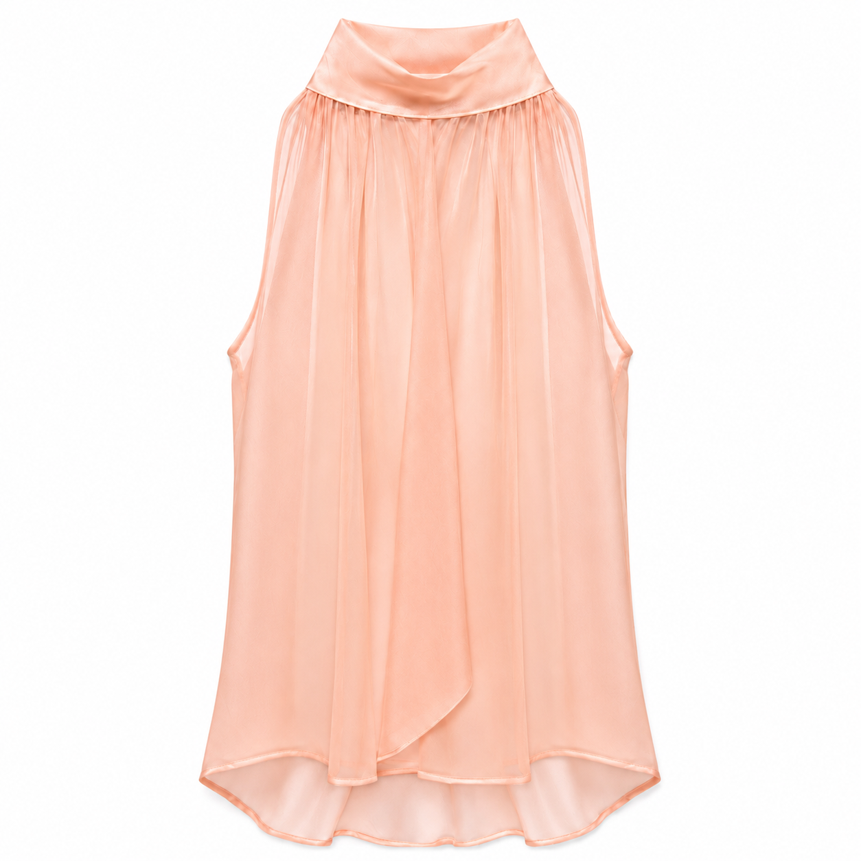 Chemise à col montant sans manches rose