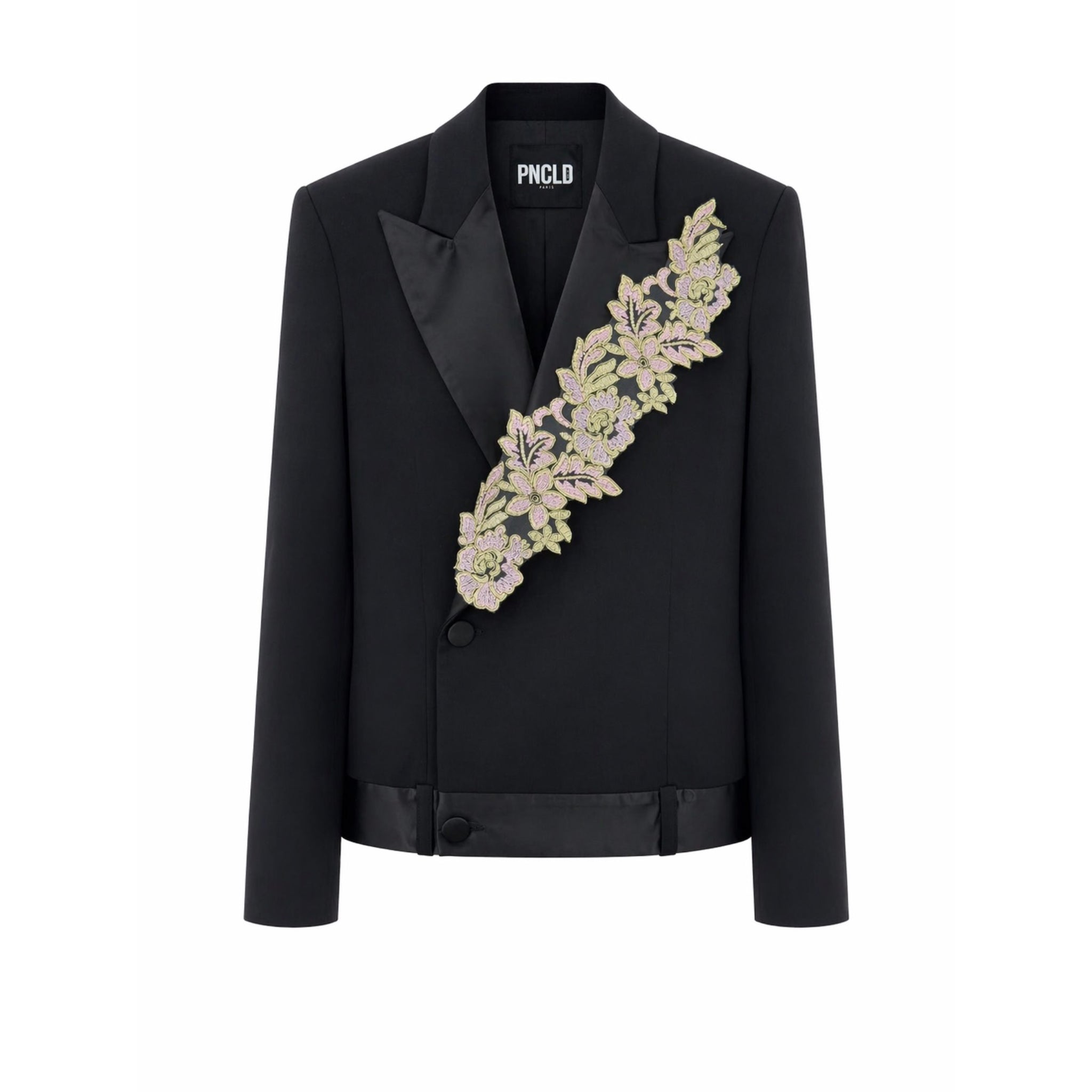 Veste Spencer oversize noire avec broderie