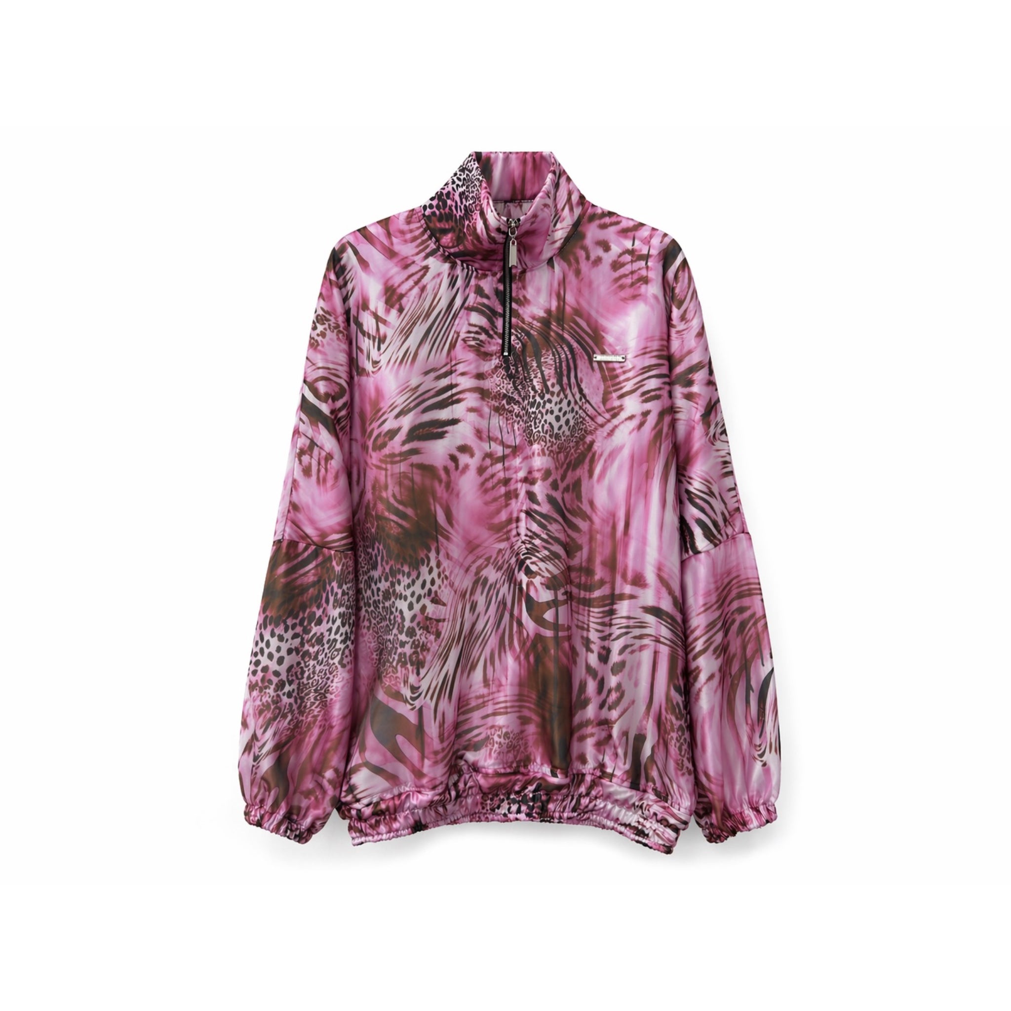 Sweat animalier fuchsia zippé