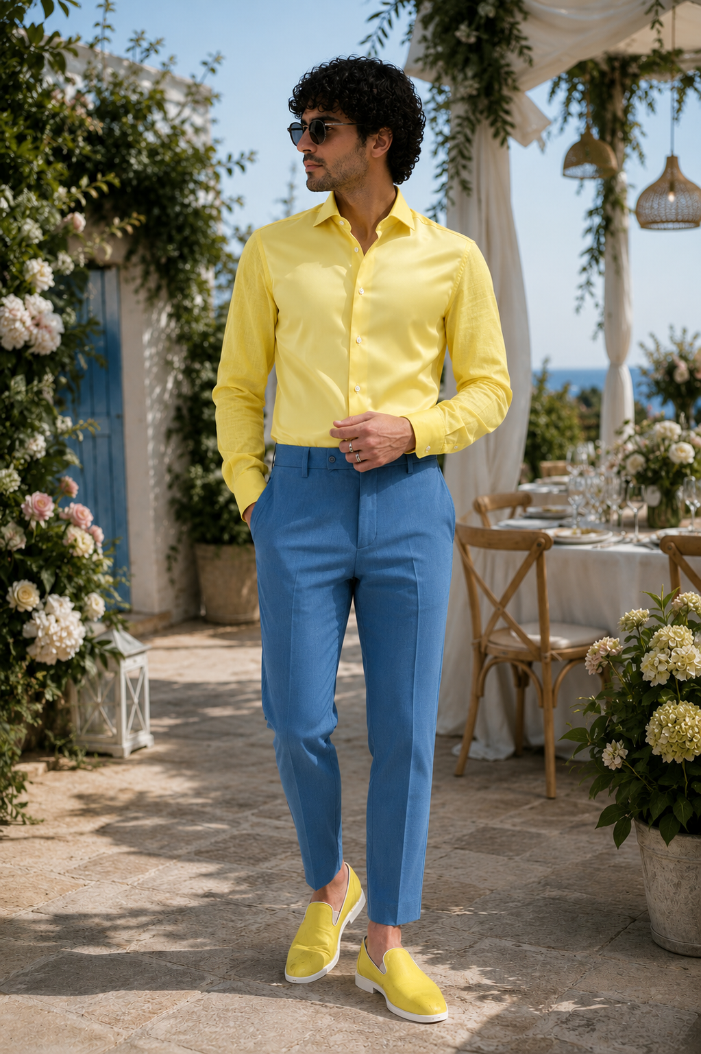 Camicia KOLORS - Yellow Satin/Linen