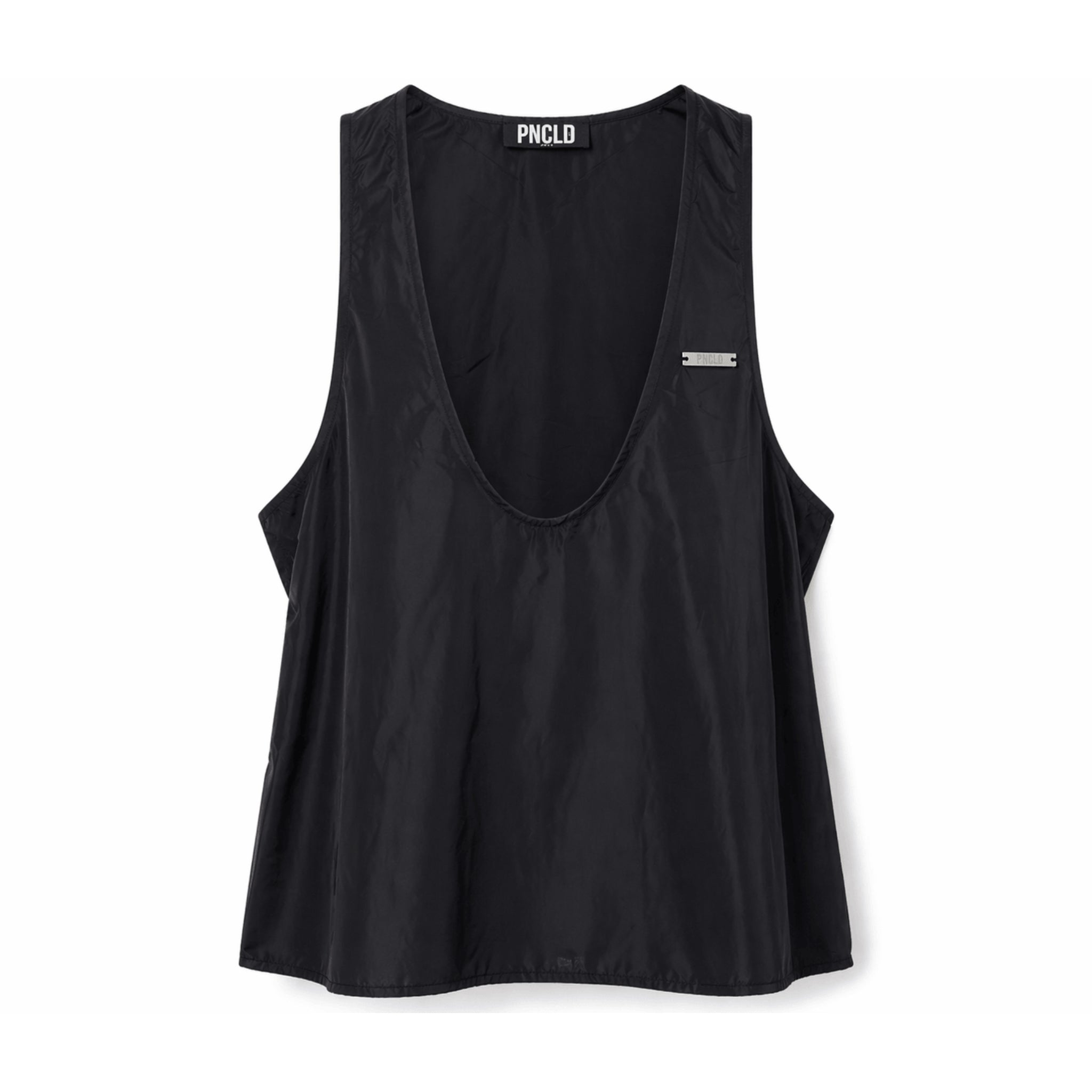 Canotta Nylon Nera Scollo V