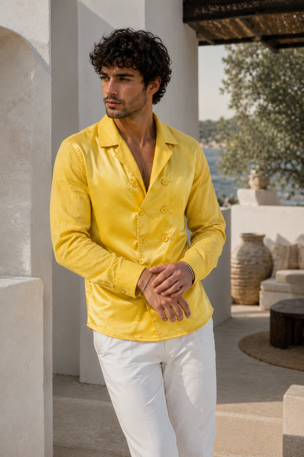 Camicia HOLLAND - Yellow Linen/Satin