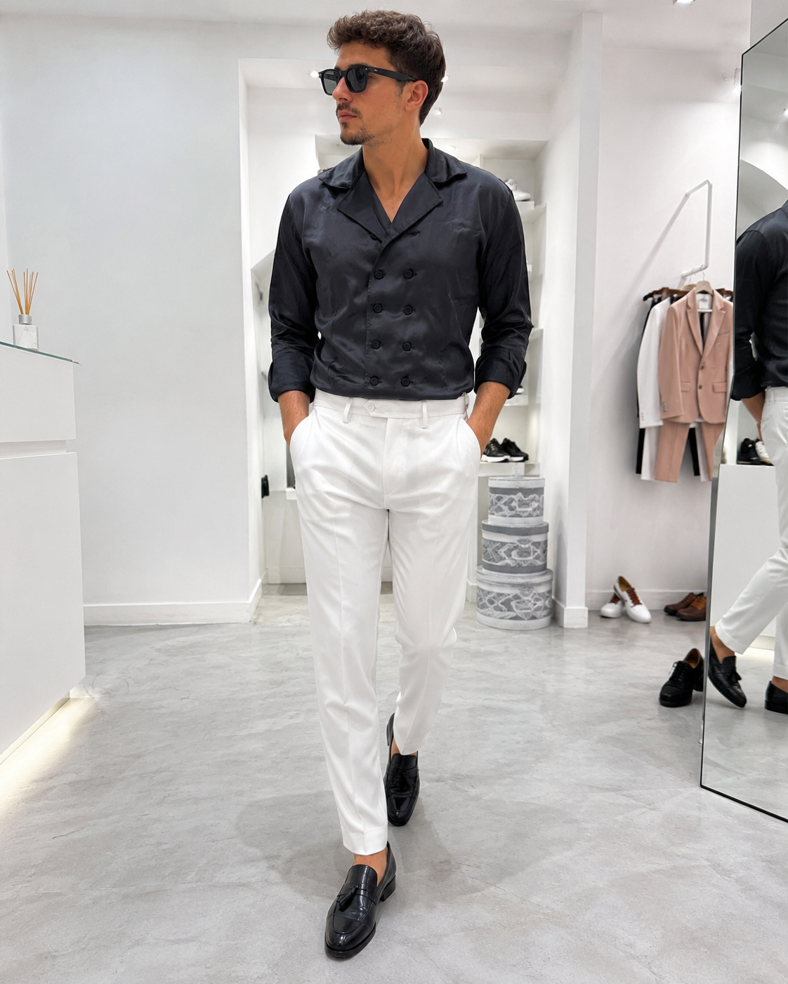Camicia HOLLAND - Black Linen/Satin