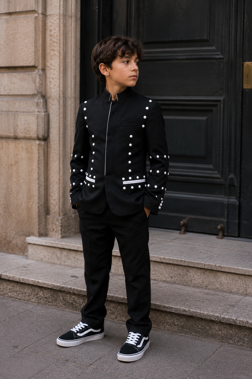 Kids' GENESIS Jacket - Black/White Studs