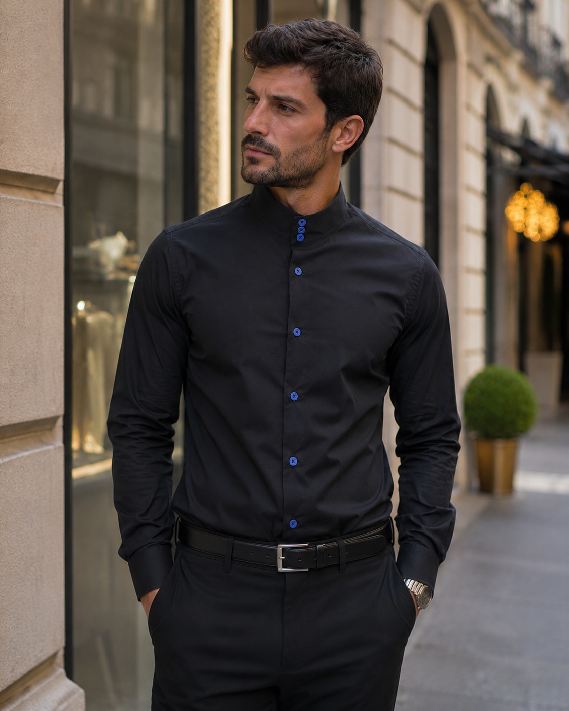 Camicia 3 LENNOX - Black/Sky Blue Line Blue CC