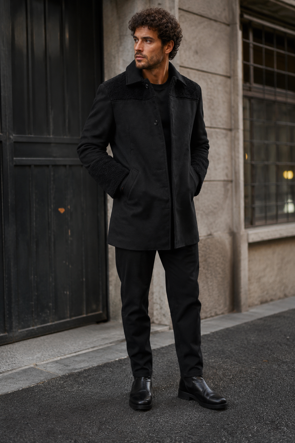 CROWE Coat - Black Fur PNCLD