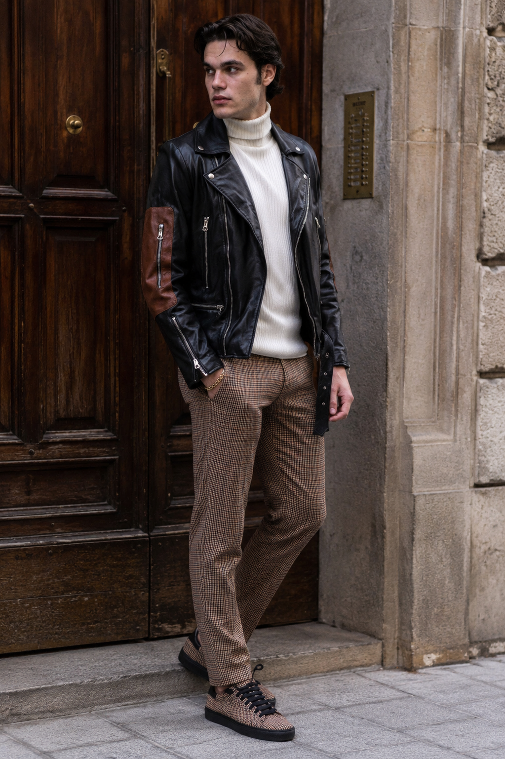 Chiodo CHINO - Black/Brown Patch