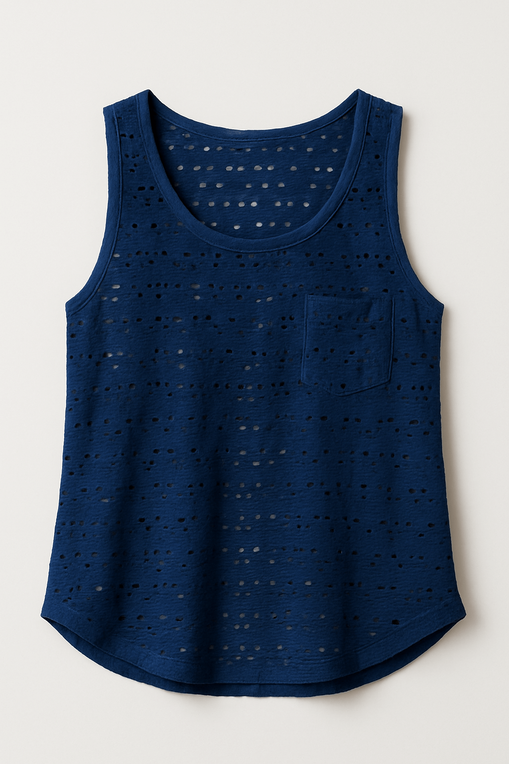 Canotta Traforata in Cotone  Blu fronte