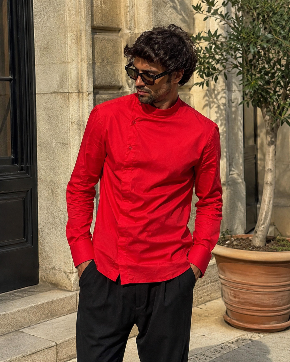 Camicia Koreanischer Roter Barbier