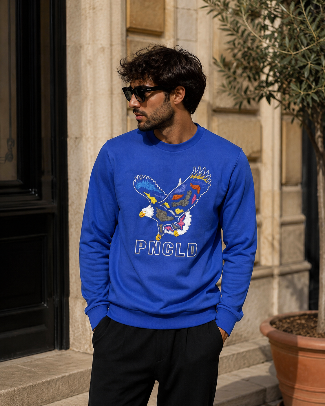 Police Sweatshirt - Blau mit Adler