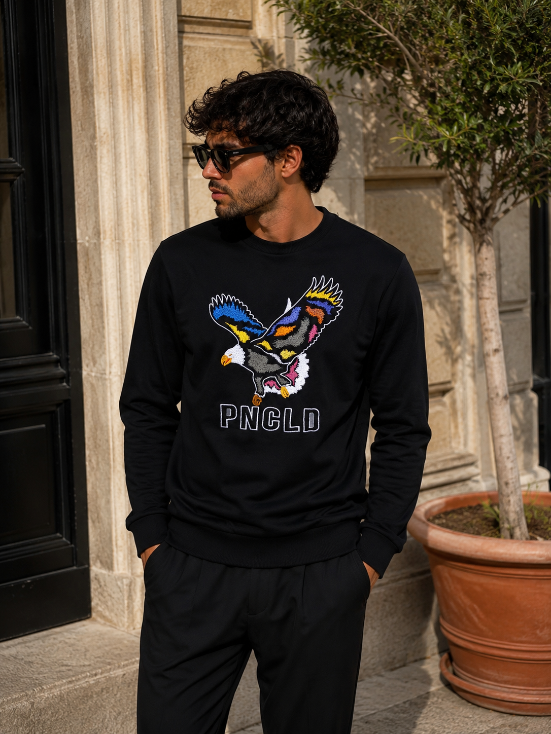 Police Sweatshirt - Schwarz mit Adler