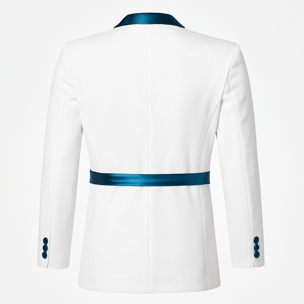 Giacca Scialle Prince Bianca e Avion con Cintura retro