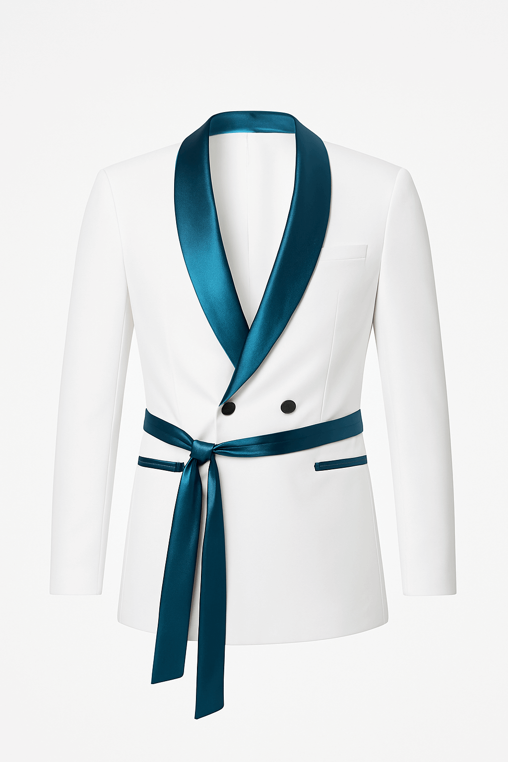 Giacca Scialle Prince Bianca e Avion con Cintura fronte