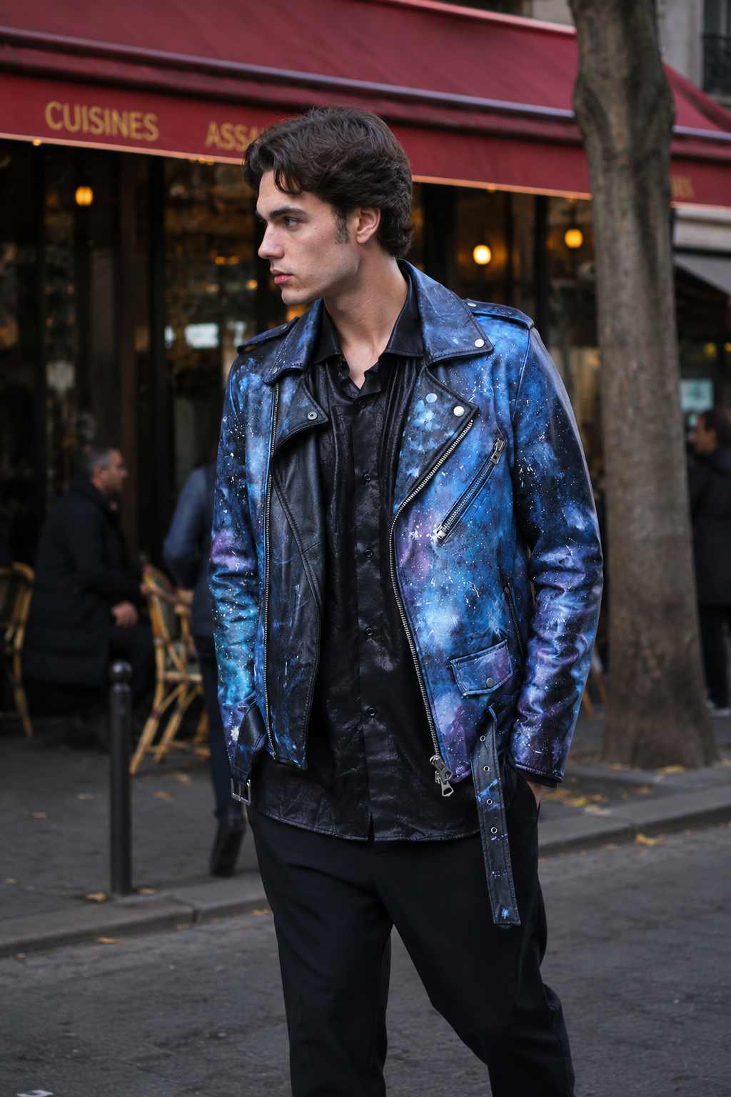 Chiodo Echtes Leder Galaxie Lack