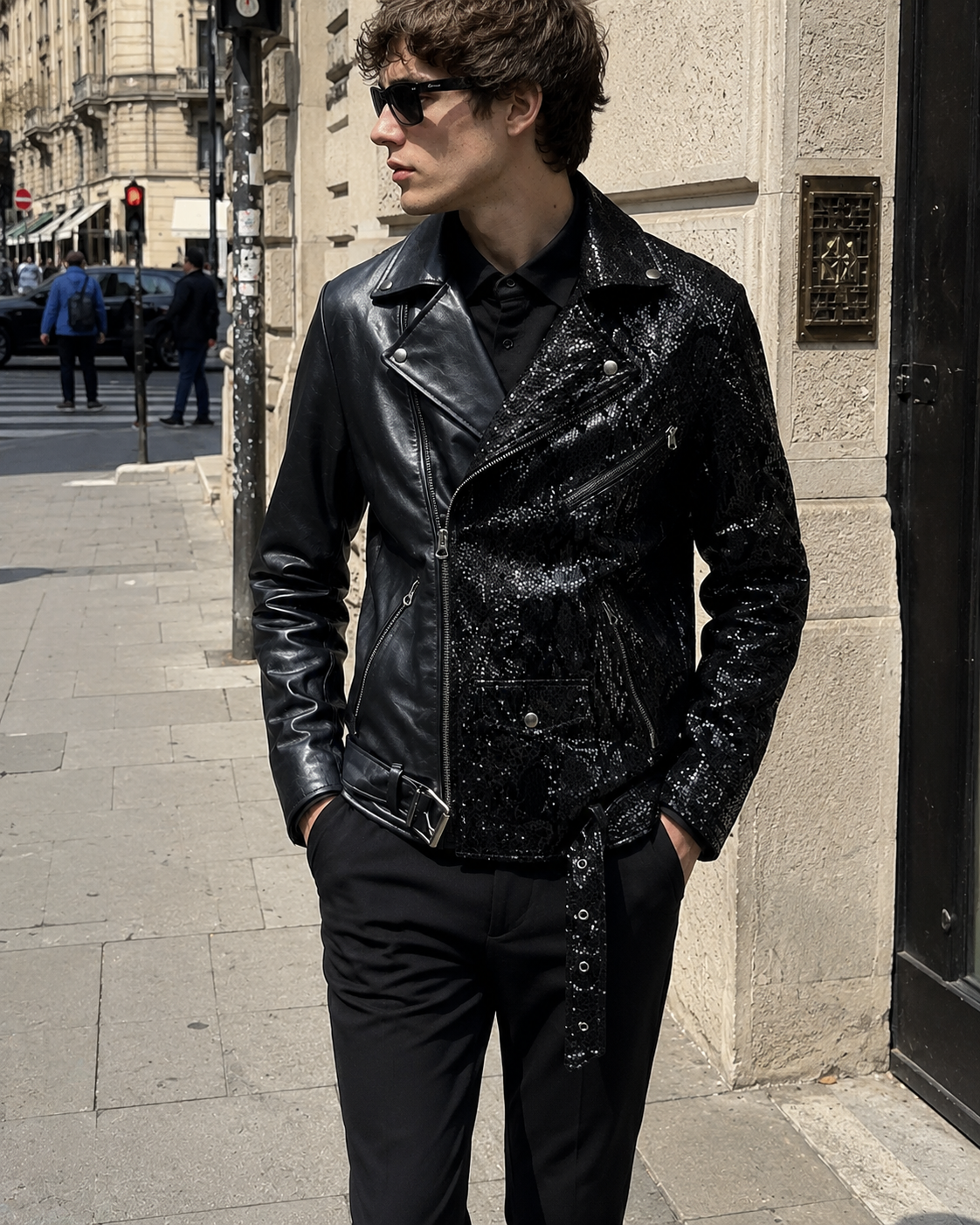 Chiodo DOUBLE DALLAS - Black/Black Pailettes