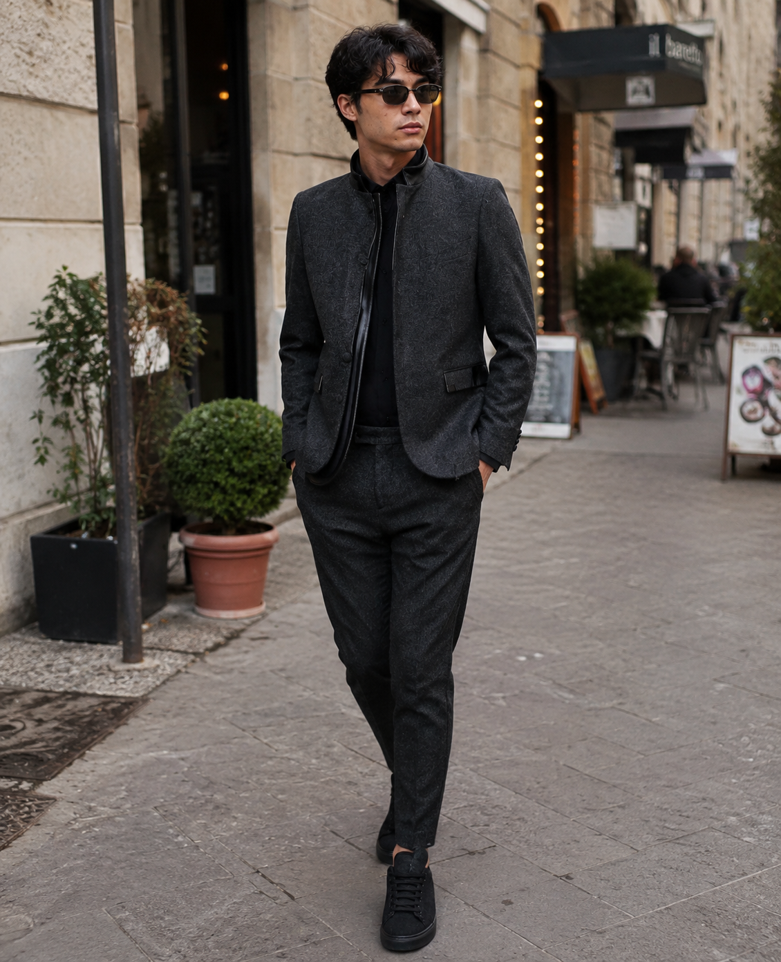 Giacca GENESIS - Gray Wool Leather Insert