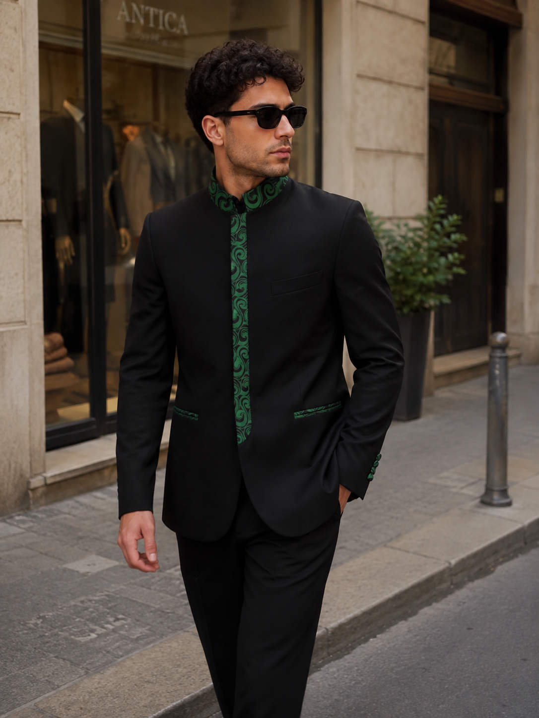 Giacca GENESIS - Black/Green Baroque