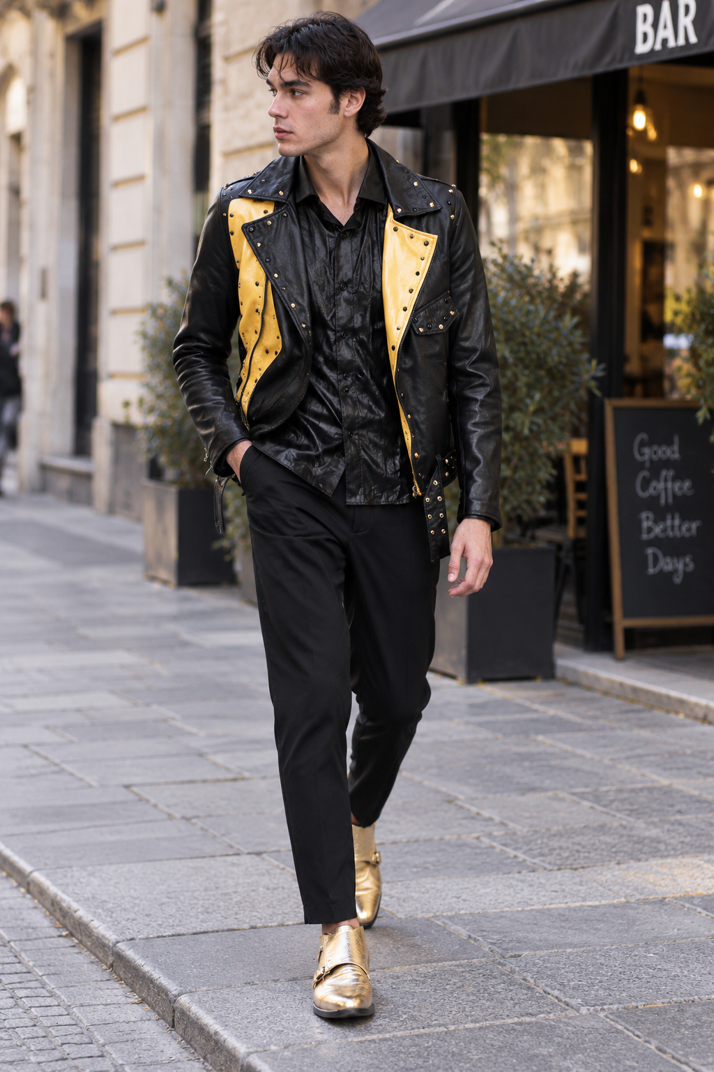 Chiodo HELSINKI - Black/ Gold-Black Studs