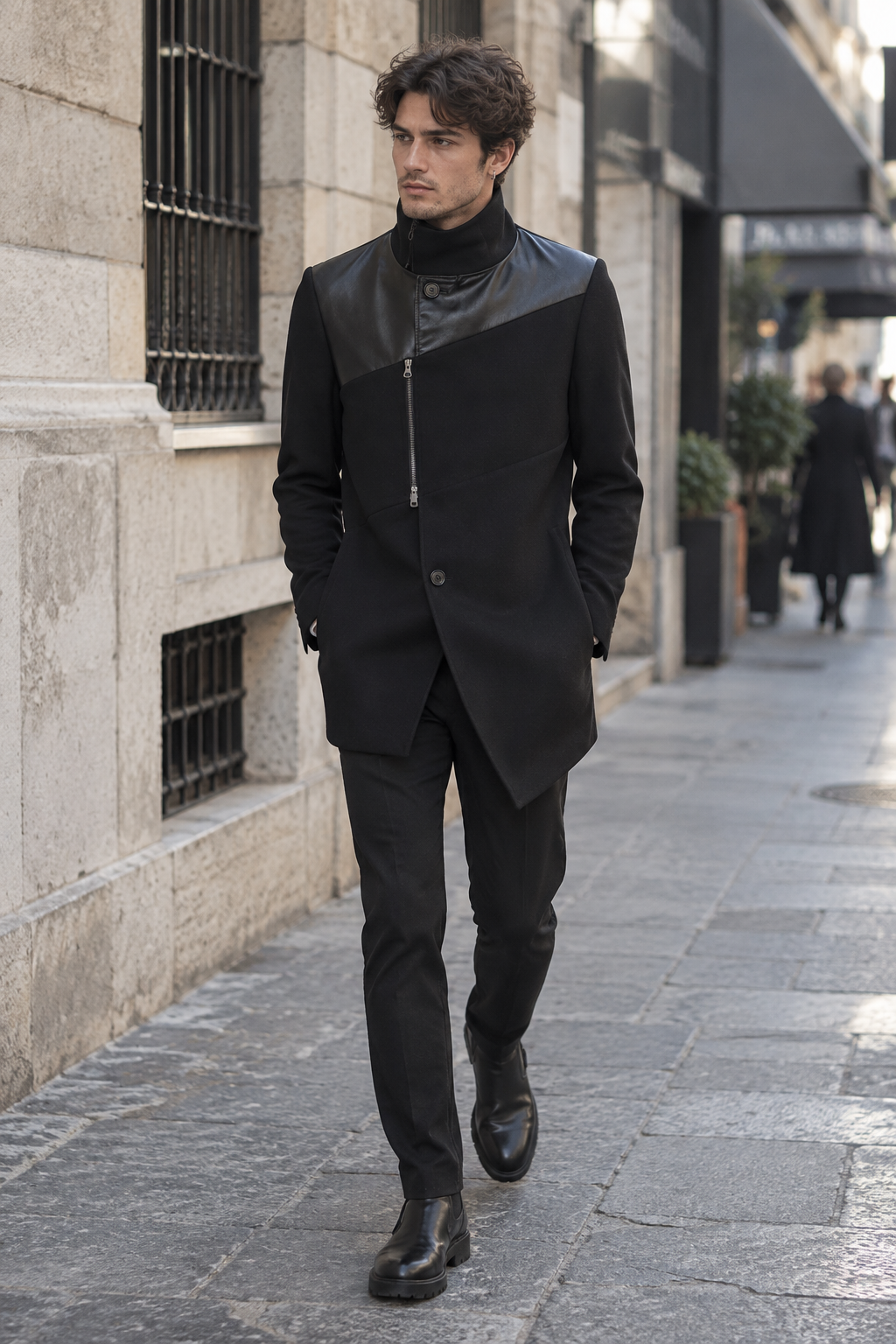 Cappotto CROWE - Schwarz/Kunstleder Brust