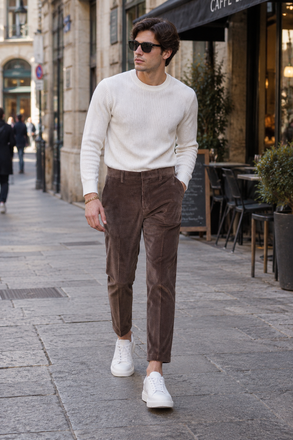 Pantalone Regolare 絨布棕色長褲