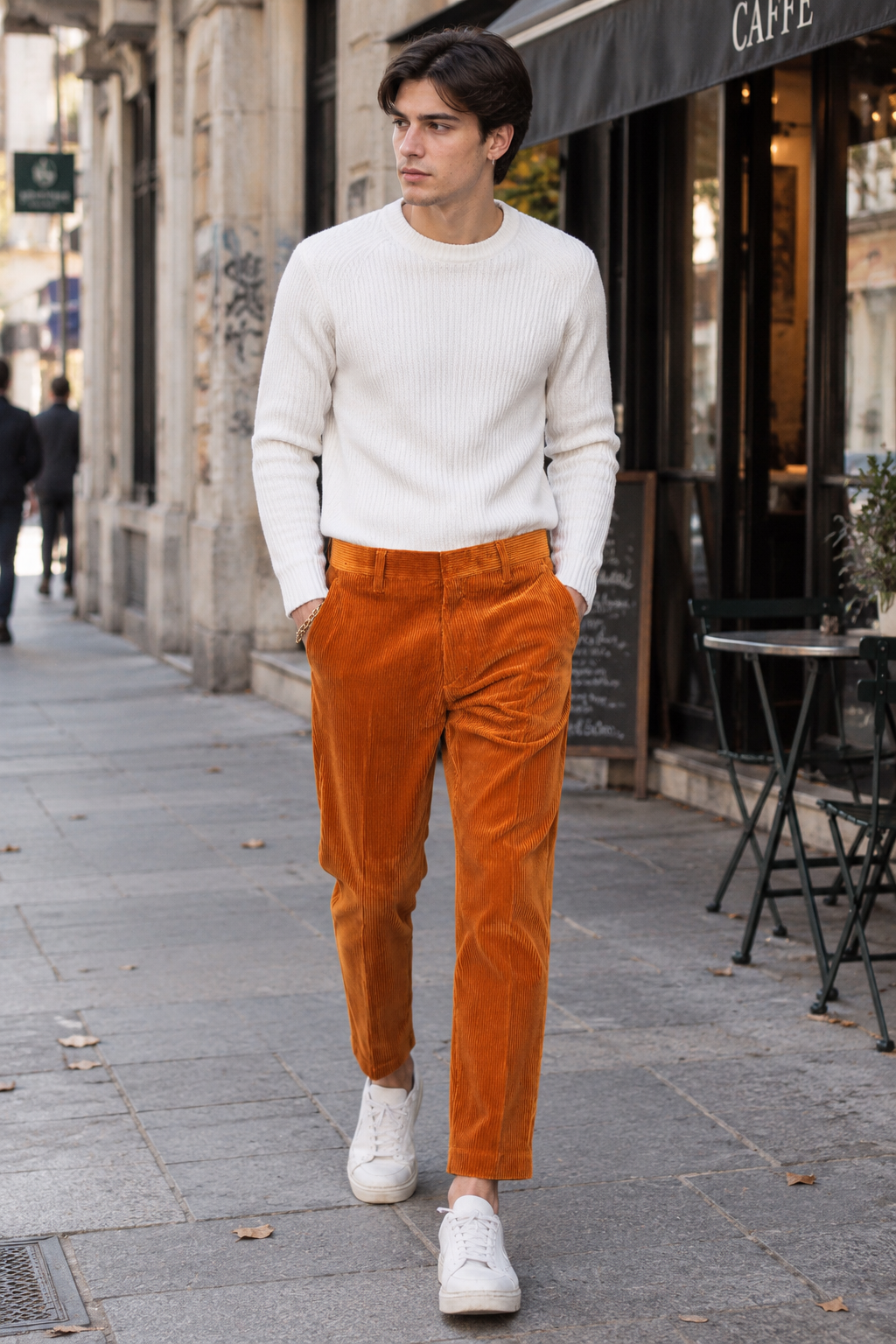 Pantalon Regular Velours Rouille
