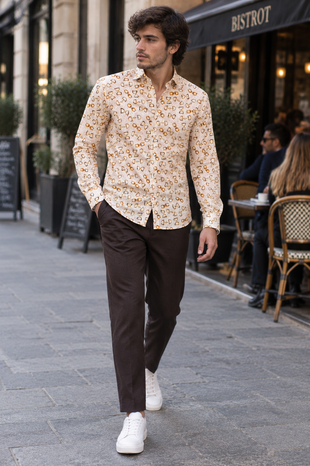 Camicia Classica Whitesnake Chain Beige