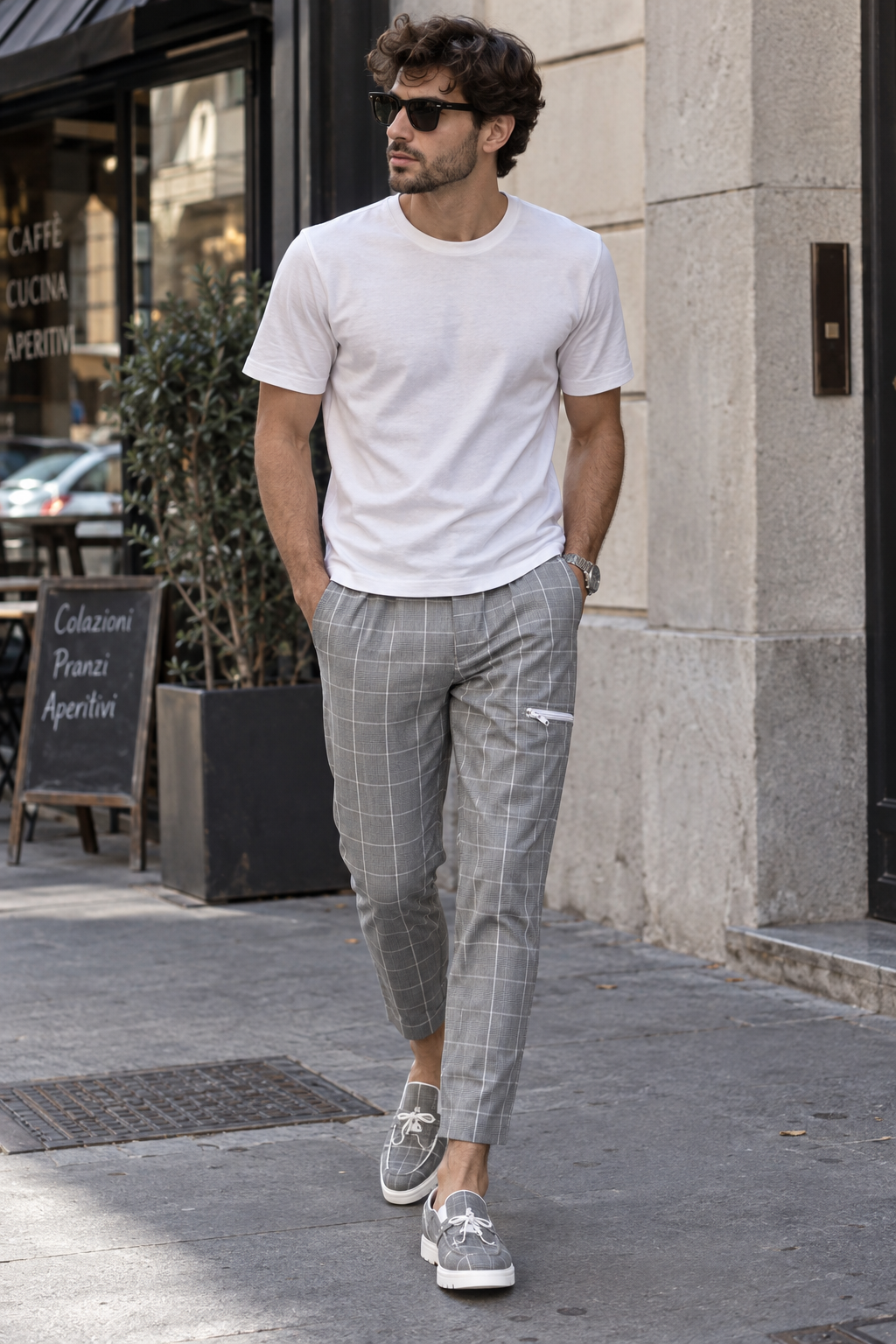 Pantalon NICKELBACK - Prince de Galles Blanc