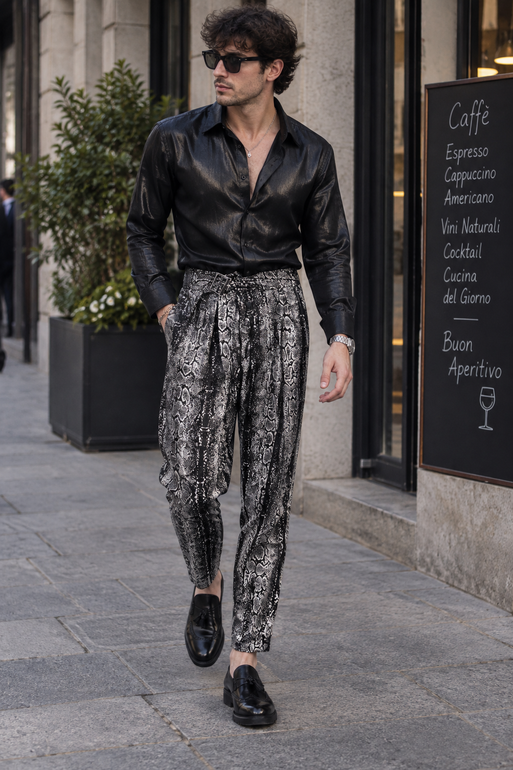 Pantalon Peance Shaggy Python Argent