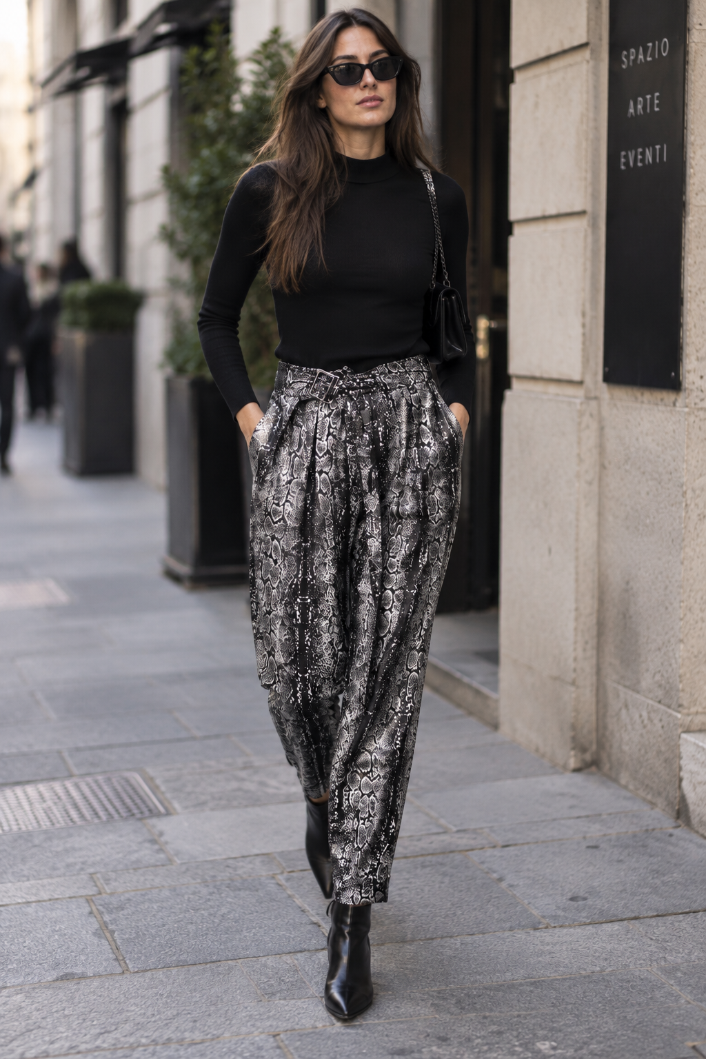 Pantalon Peance Shaggy Python Argent
