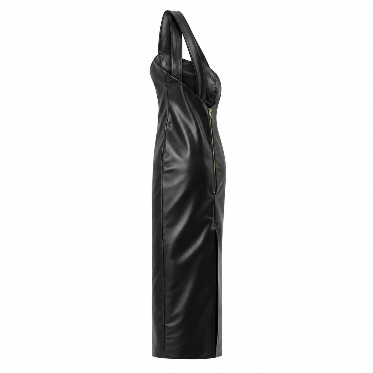 Abito Longuette Ecopelle Nero