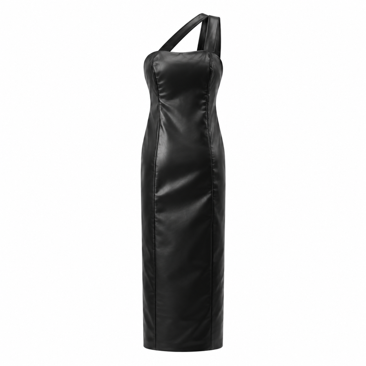 Abito Longuette Ecopelle Nero