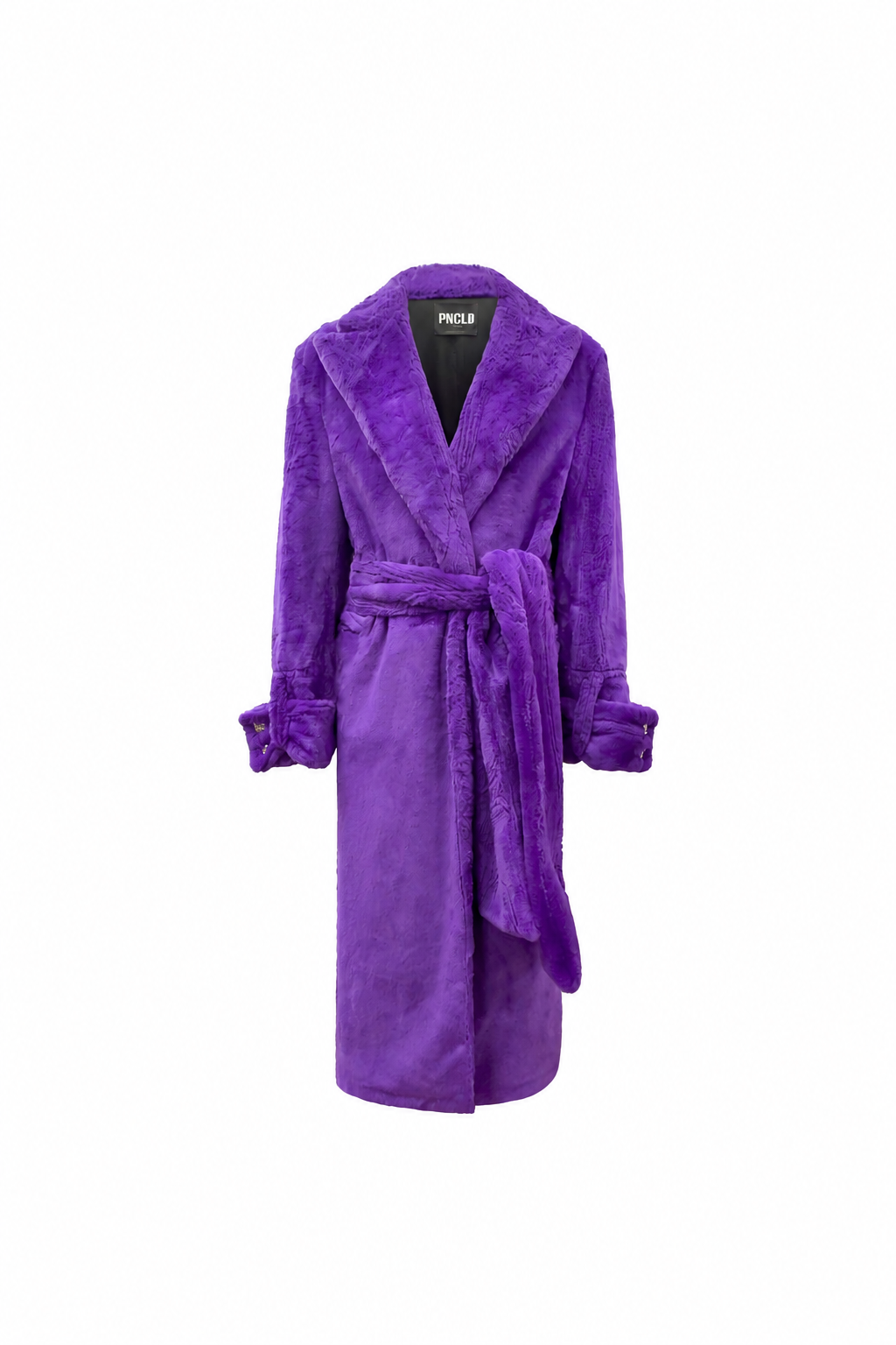 Cappotto Pelliccia Viola con Cintura