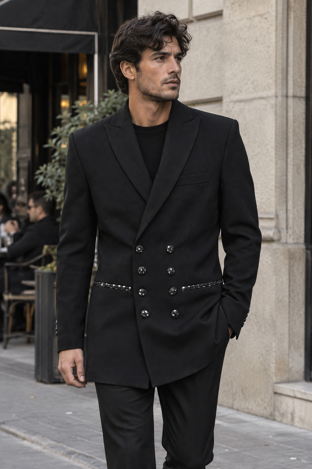 8 Chaqueta BOWIE - Botones de brillo negro/plateado