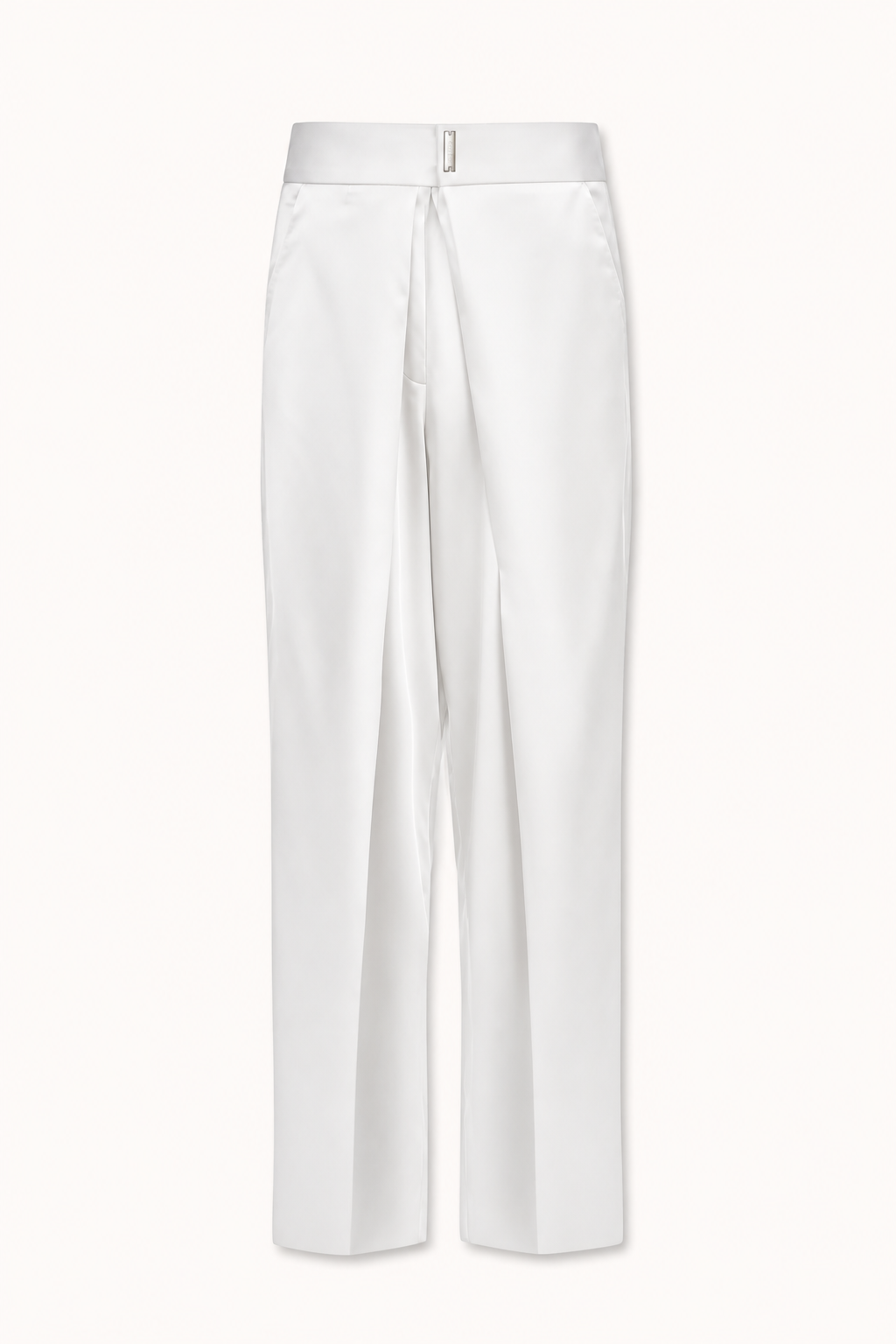 Pantalone Piegone Raso Bianco