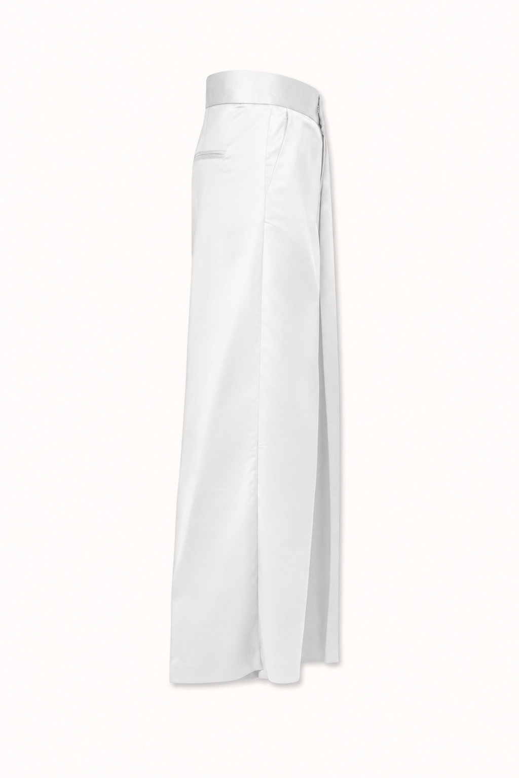 Pantalone Piegone Raso Bianco