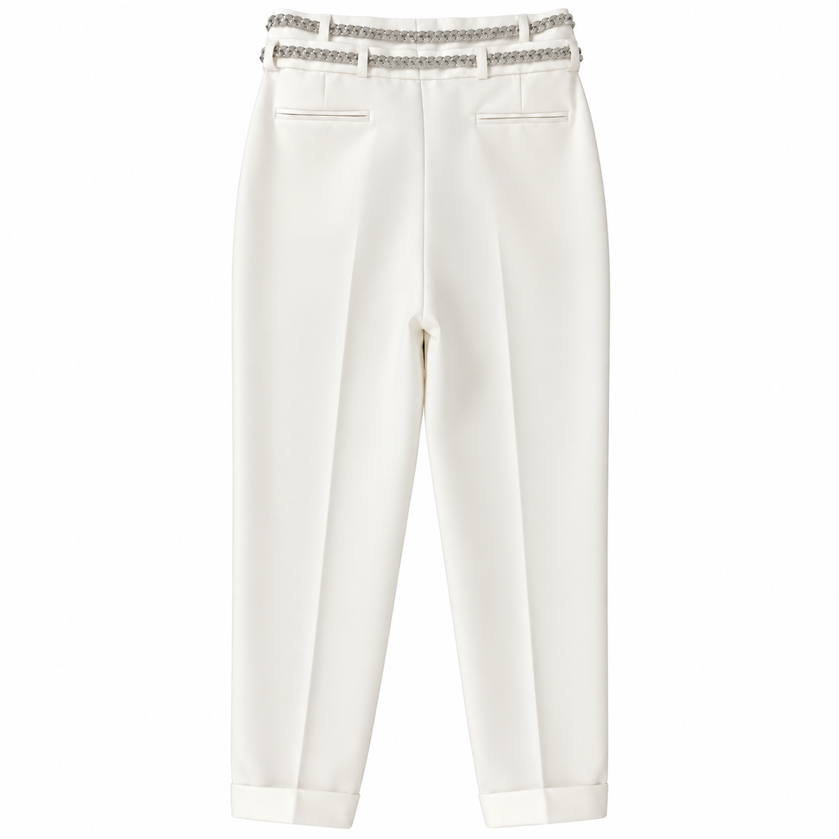 Pantalone Doppio Bustino Bianco con Catena