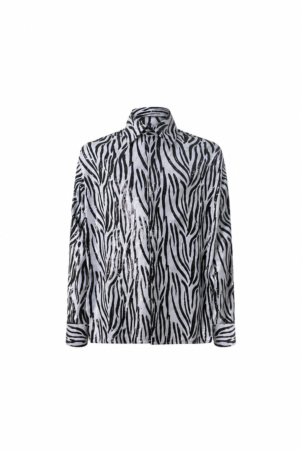 Chemise Coupe Droite à Paillettes Zèbre