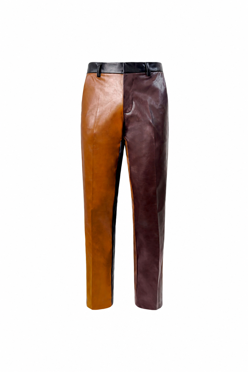 Pantalon Coupe Régulière Mix Simili-Cuir