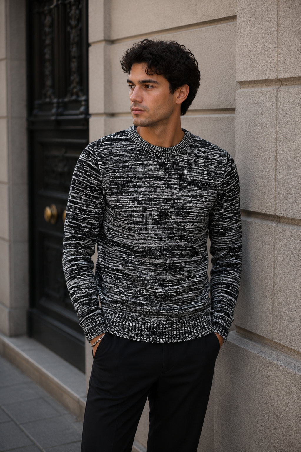 Maglione Rundhalsausschnitt LENNON - Weiß/Schwarz