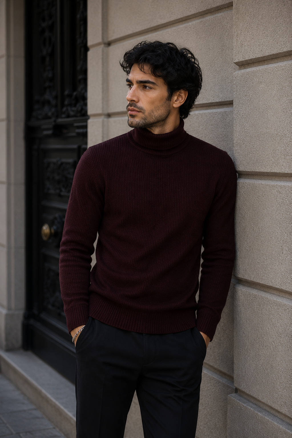 Maglione Collo Alto STING - Bordeaux