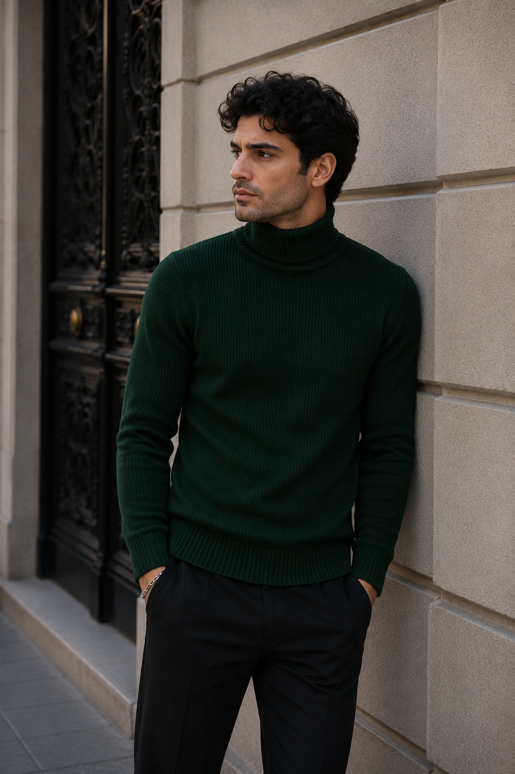 Maglione Collo Alto STING - Dunkelgrün