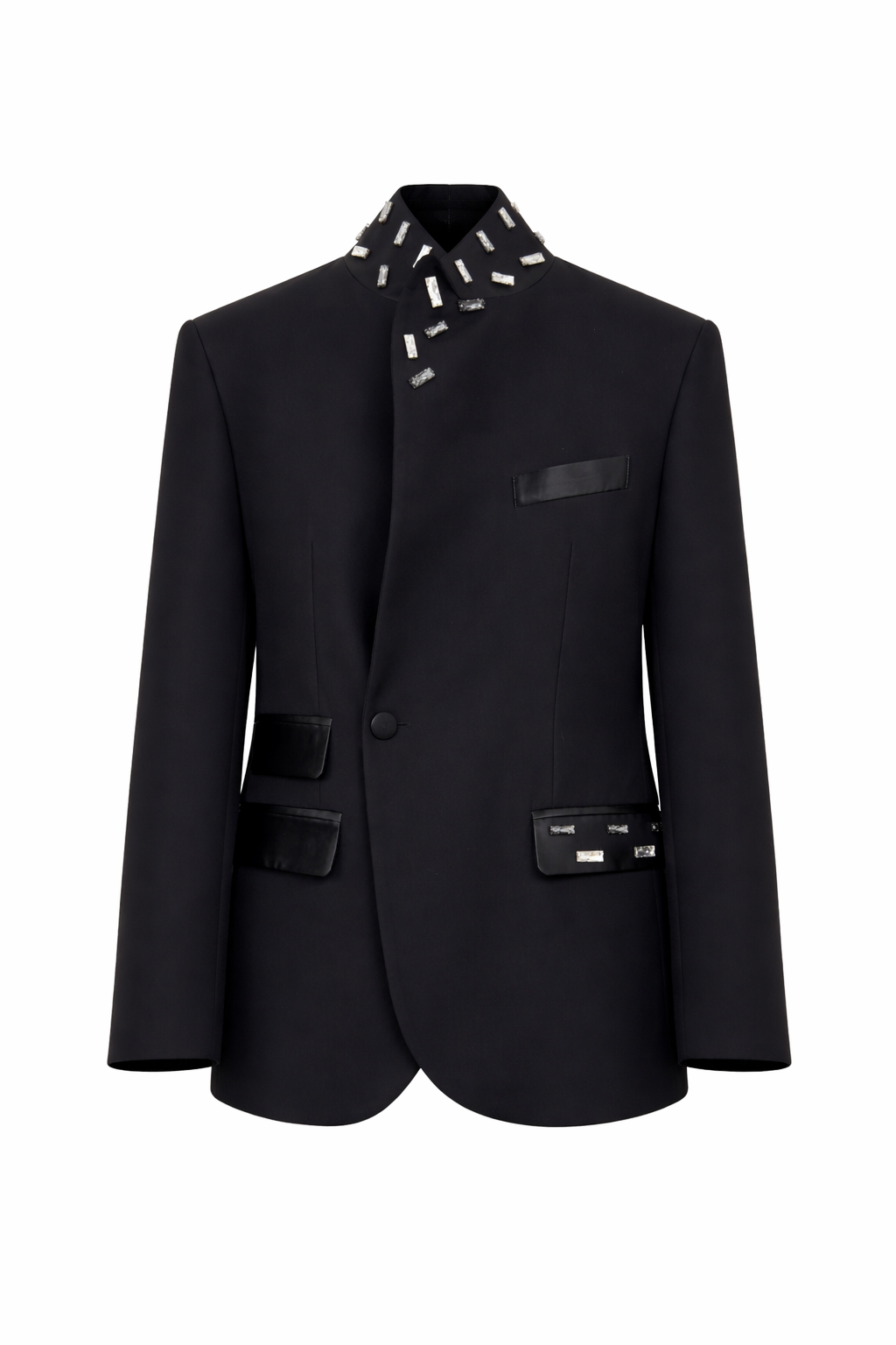 Giacca Coreana Nera Rivisitata con Pietre