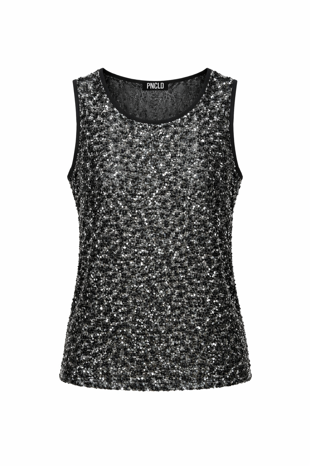 Canotta Girocollo Paillettes Silver