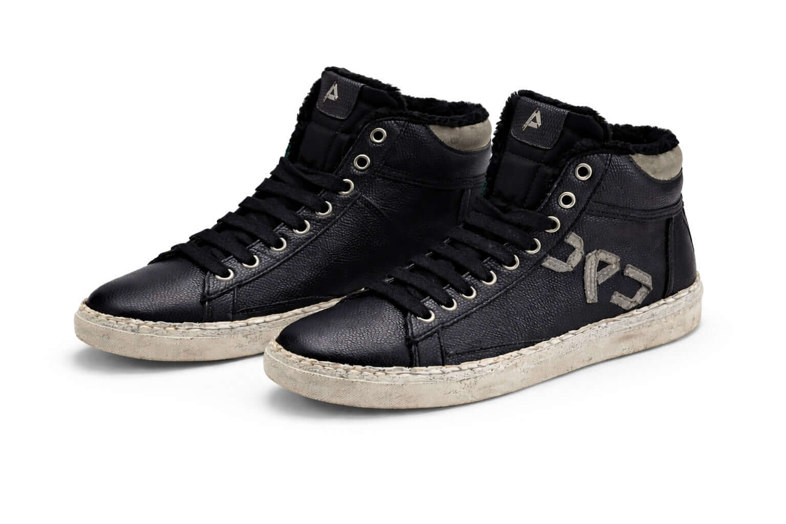 Pair of black cycling shoes