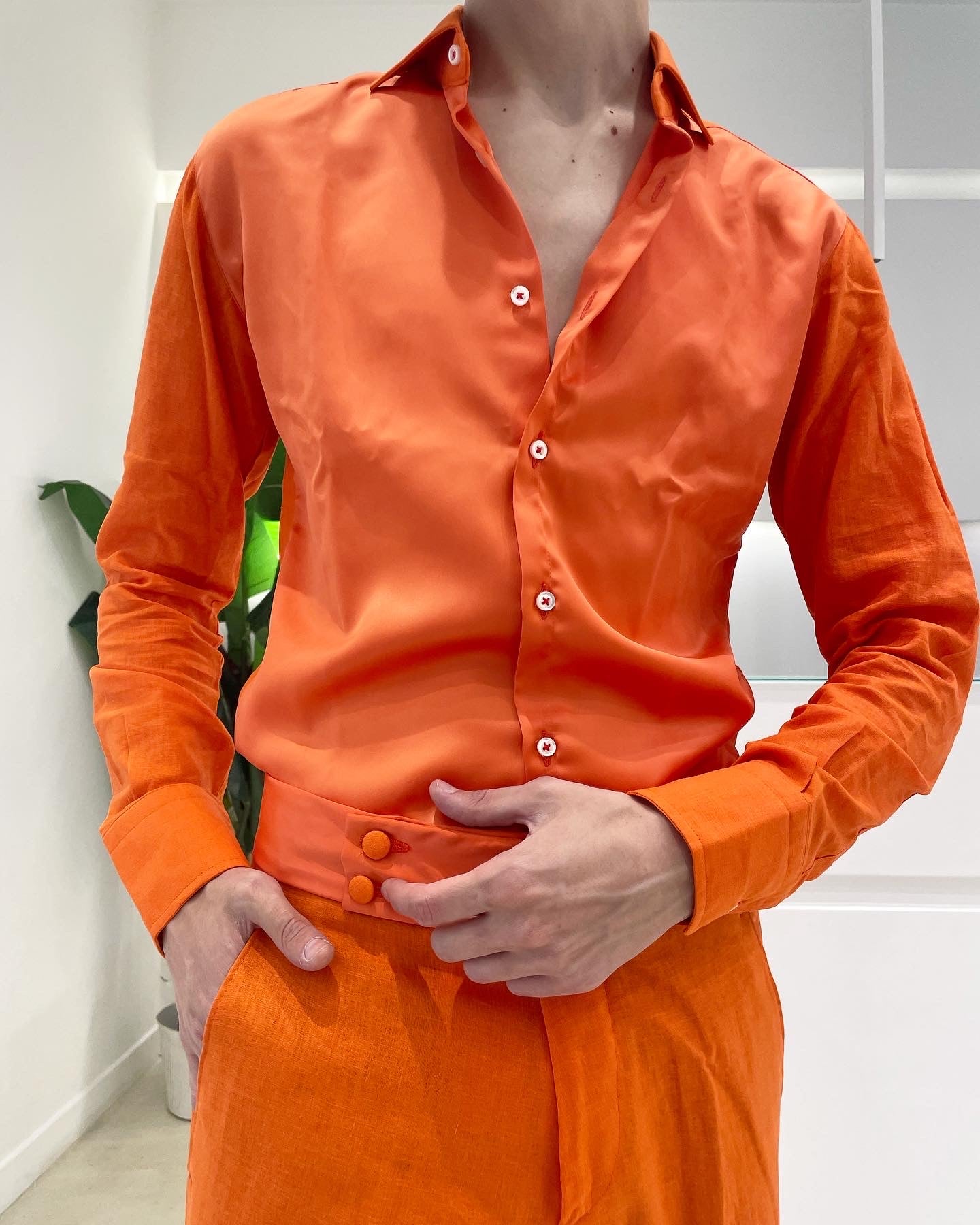 Chemise KOLORS - Orange Satin/Lin