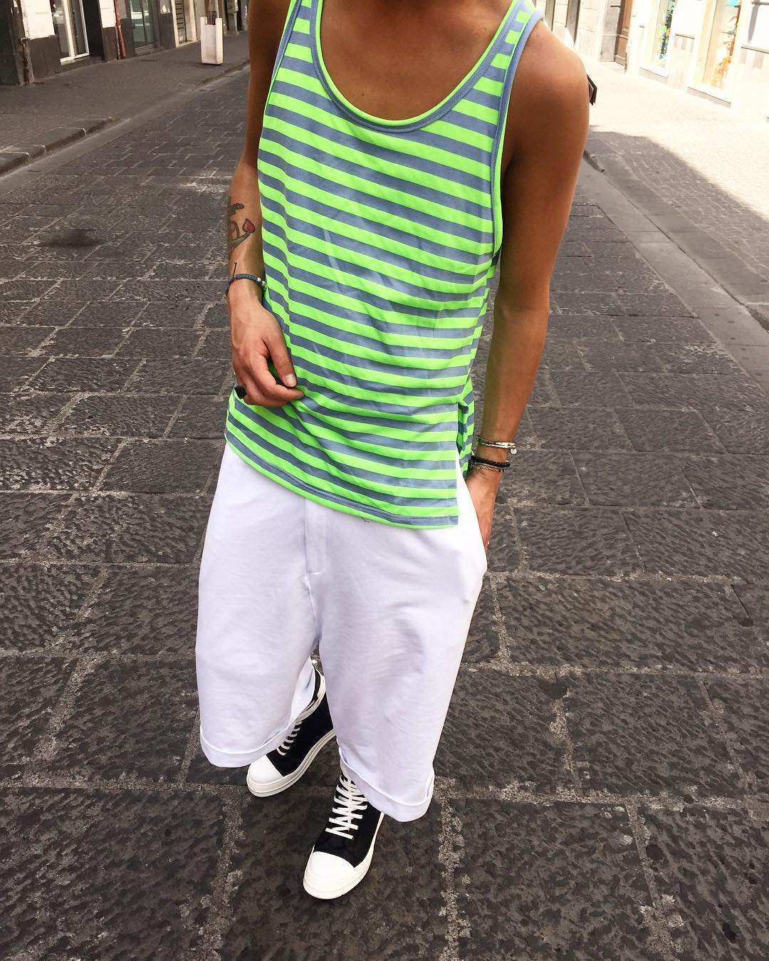 Canotta JAM - Green Striped Tank Top