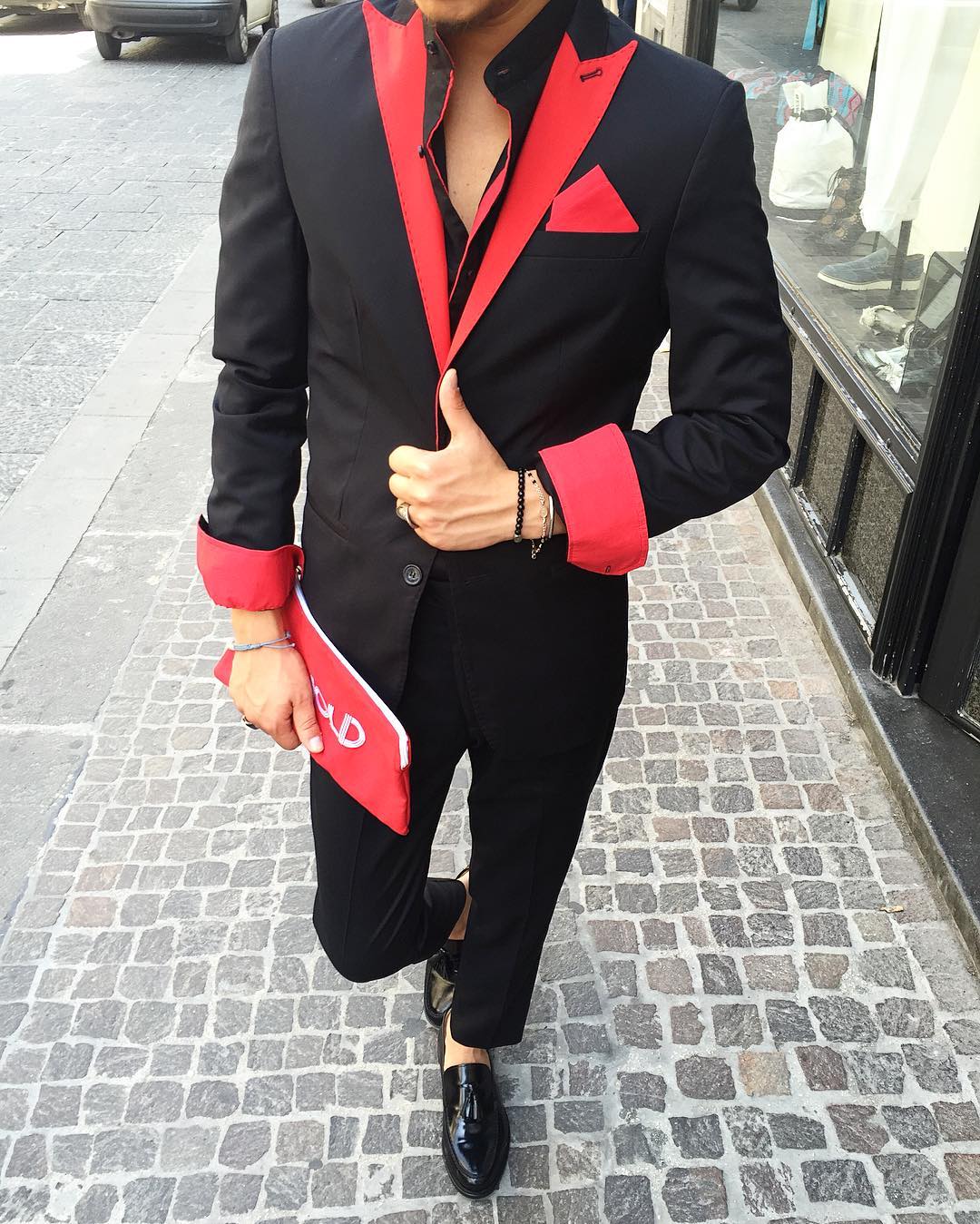 Veste ELTON JOHN - Noir/Rouge