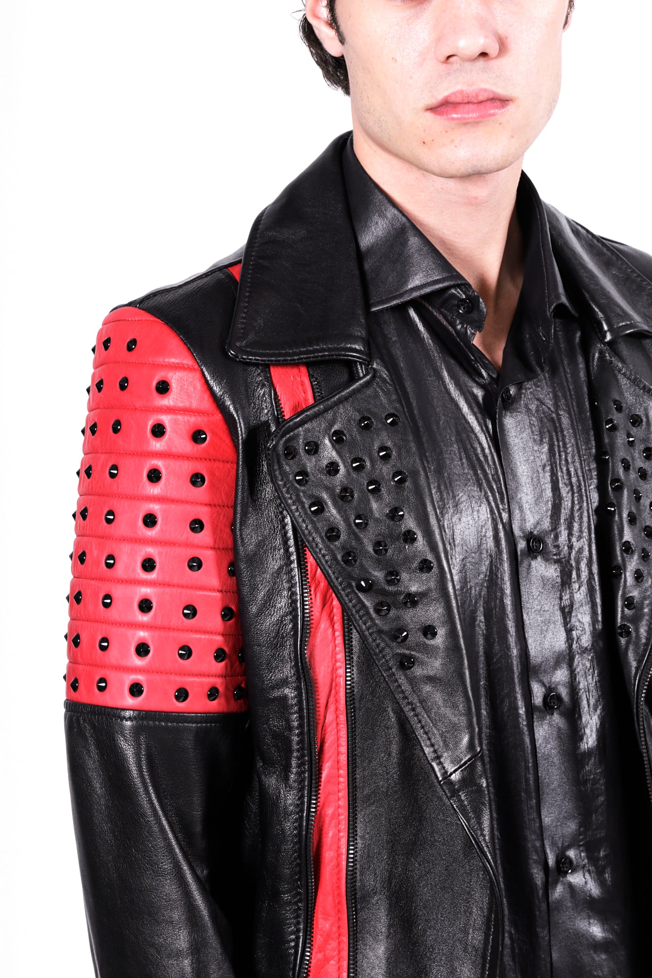 Veste de motard HOLLYWOOD - Noir/Rouge