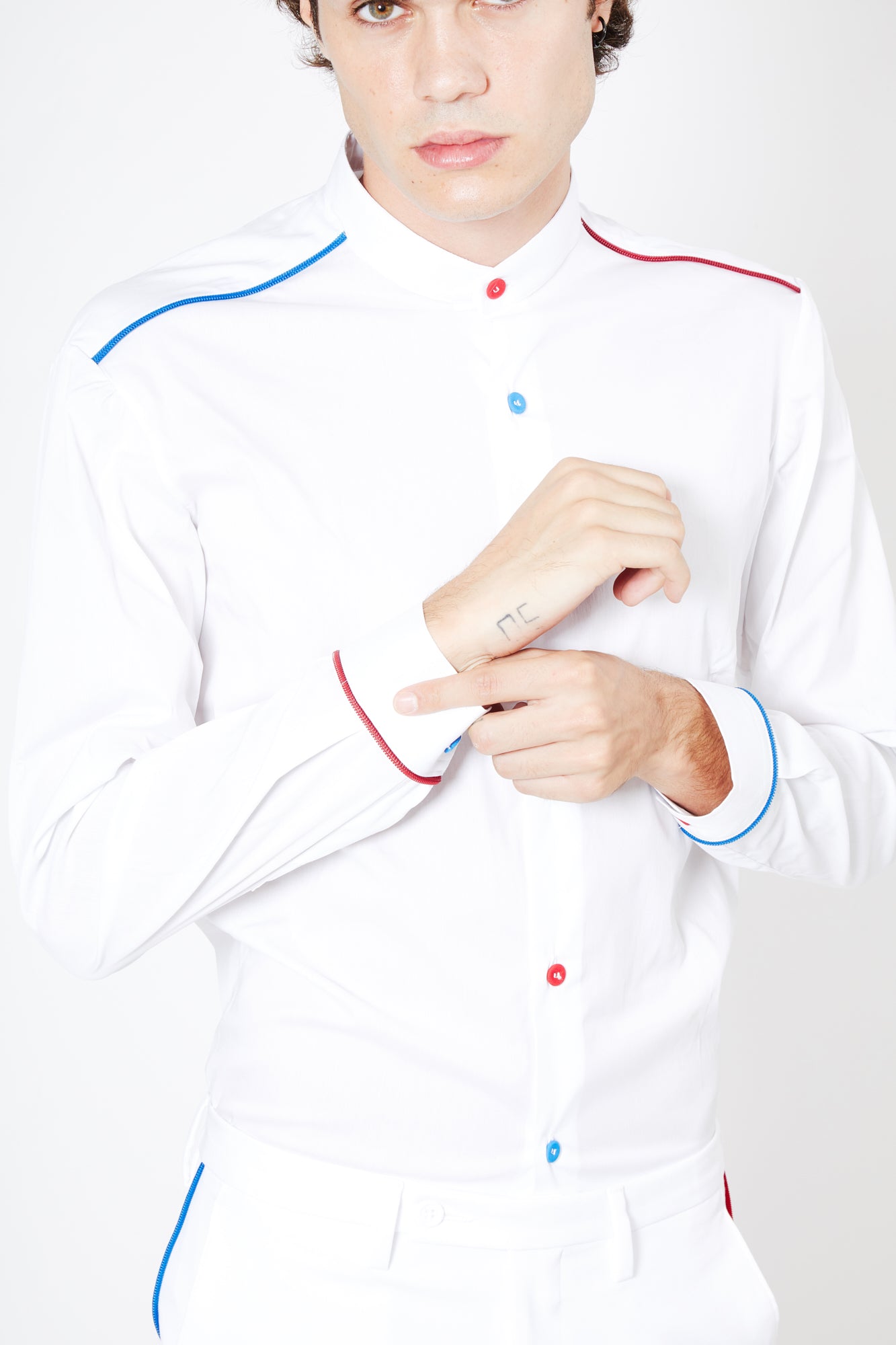 Camicia BEATLES - White/Red-Blue CC - pncldcouture