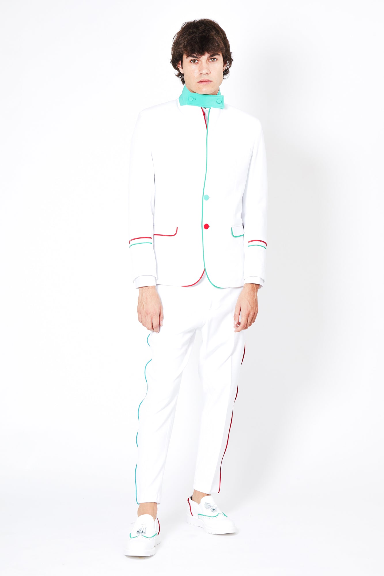 Giacca BEATLES - White/Red-Green - pncldcouture